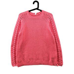 NWT Kid Nation Girls Size XXL 13-14Y Pink Open Knit Sweater Crewneck Pullover